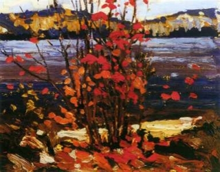 Lake and Red Trees