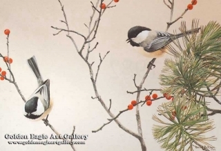 Lively Pair Chickadees