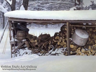 Woodshed in Winter - Ermine